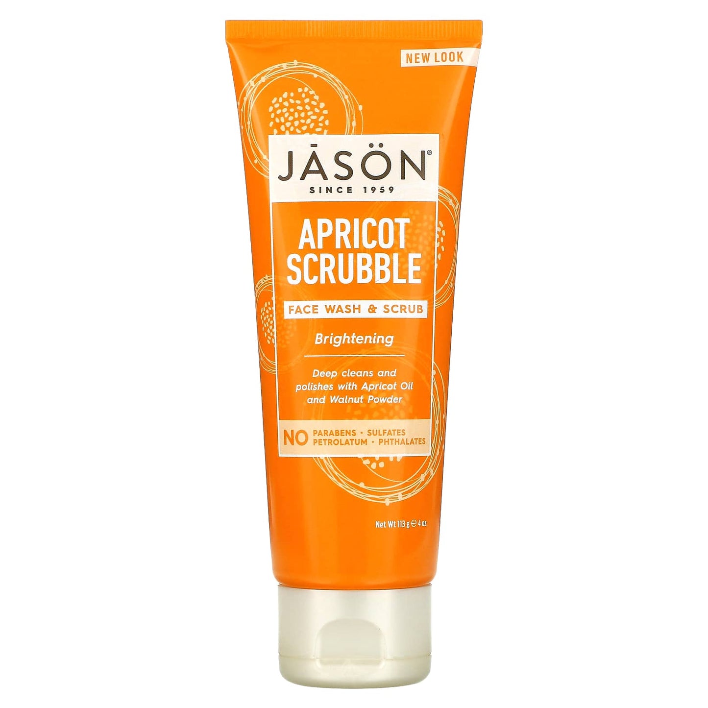 Jason Natural-Brightening Apricot Scrubble-Facial Wash & Scrub-4 oz (113 g)