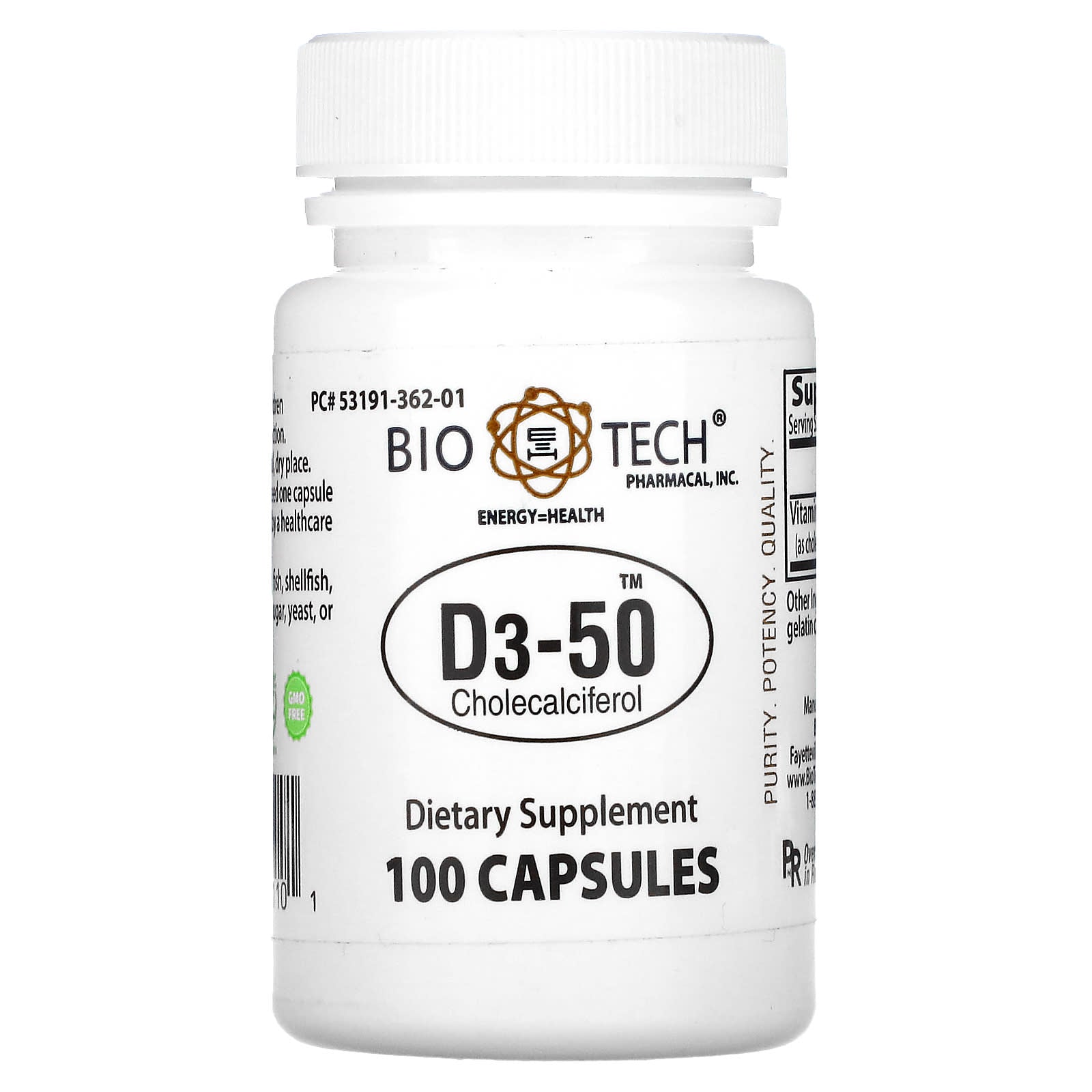 Bio Tech Pharmacal-D3-50-Cholecalciferol-100 Capsules