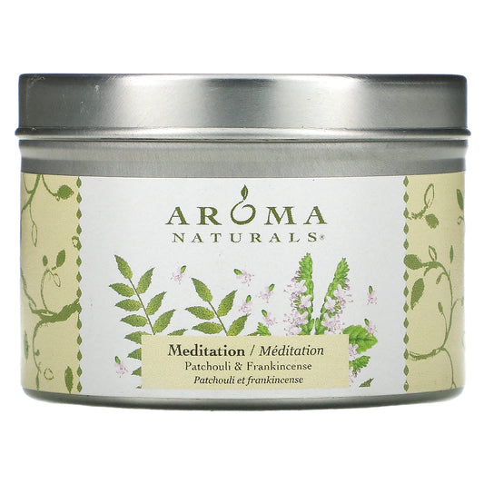 Aroma Naturals-Soy VegePure-Travel Tin Candle-Meditation-Patchouli & Frankincense-2.8 oz (79.38 g)