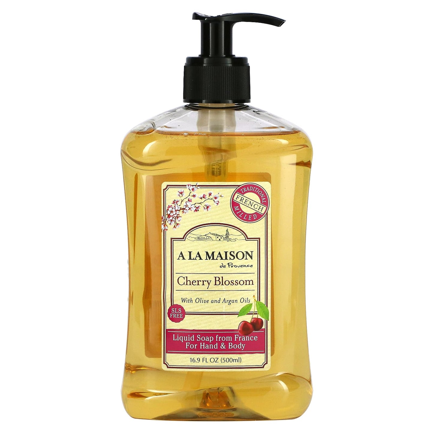 A La Maison de Provence-Liquid Soap For Hand & Body-Cherry Blossom-16.9 fl oz (500 ml)