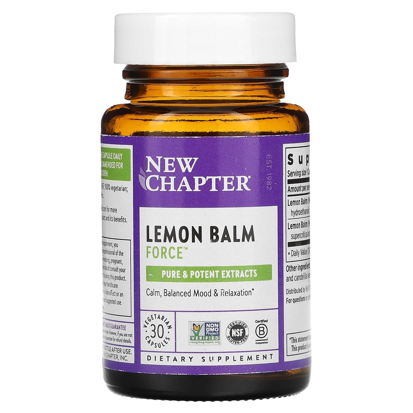 New Chapter, Lemon Balm Force, 30 Vegetarian Capsules