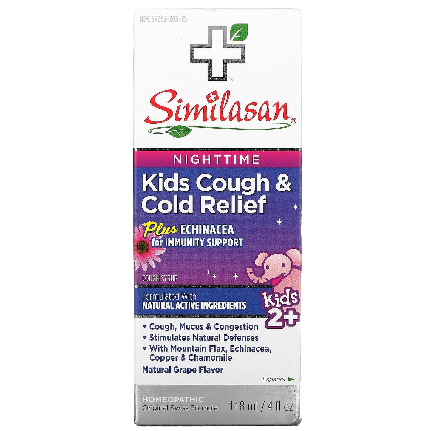 Similasan-Kids Cough & Cold Relief-Nighttime-Kids 2+-Natural Grape -4 fl oz (118 ml)