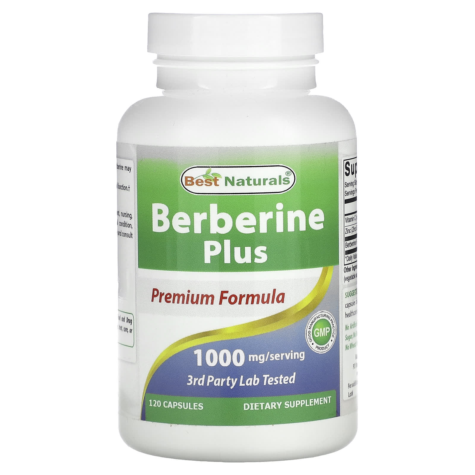 Best Naturals-Berberine Plus-1,000 mg-120 Capsules (500 mg per Capsule)