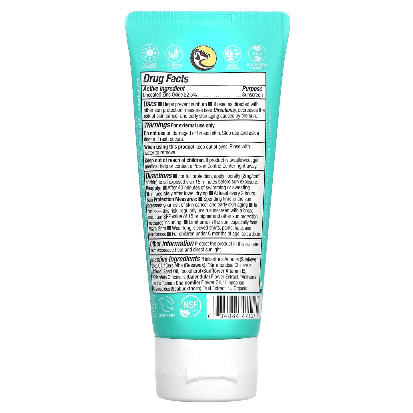 Badger Company, Baby Mineral Sunscreen Cream, SPF 40, Chamomile & Calendula,  2.9 fl oz (87 ml)