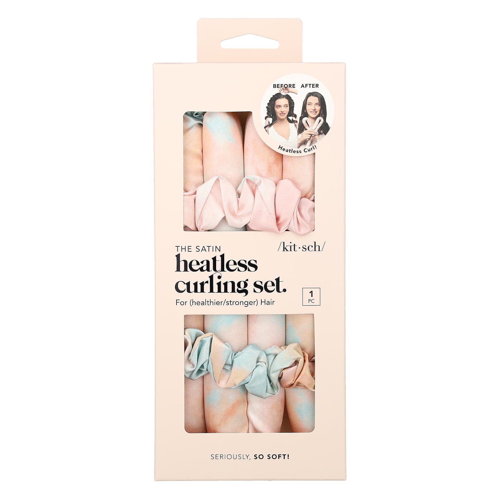 Kitsch-The Satin Heatless Curling Set-Sunset Tie Dye-One Set