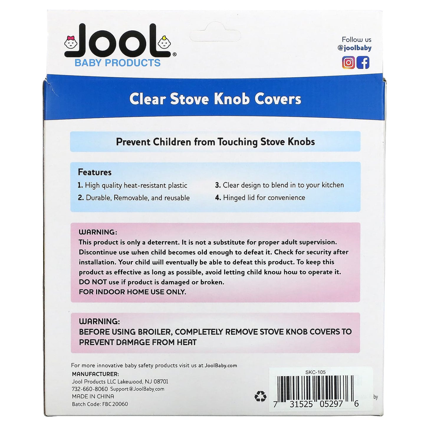 Jool Baby Products, Clear Stove Knob Covers, 5 Pack