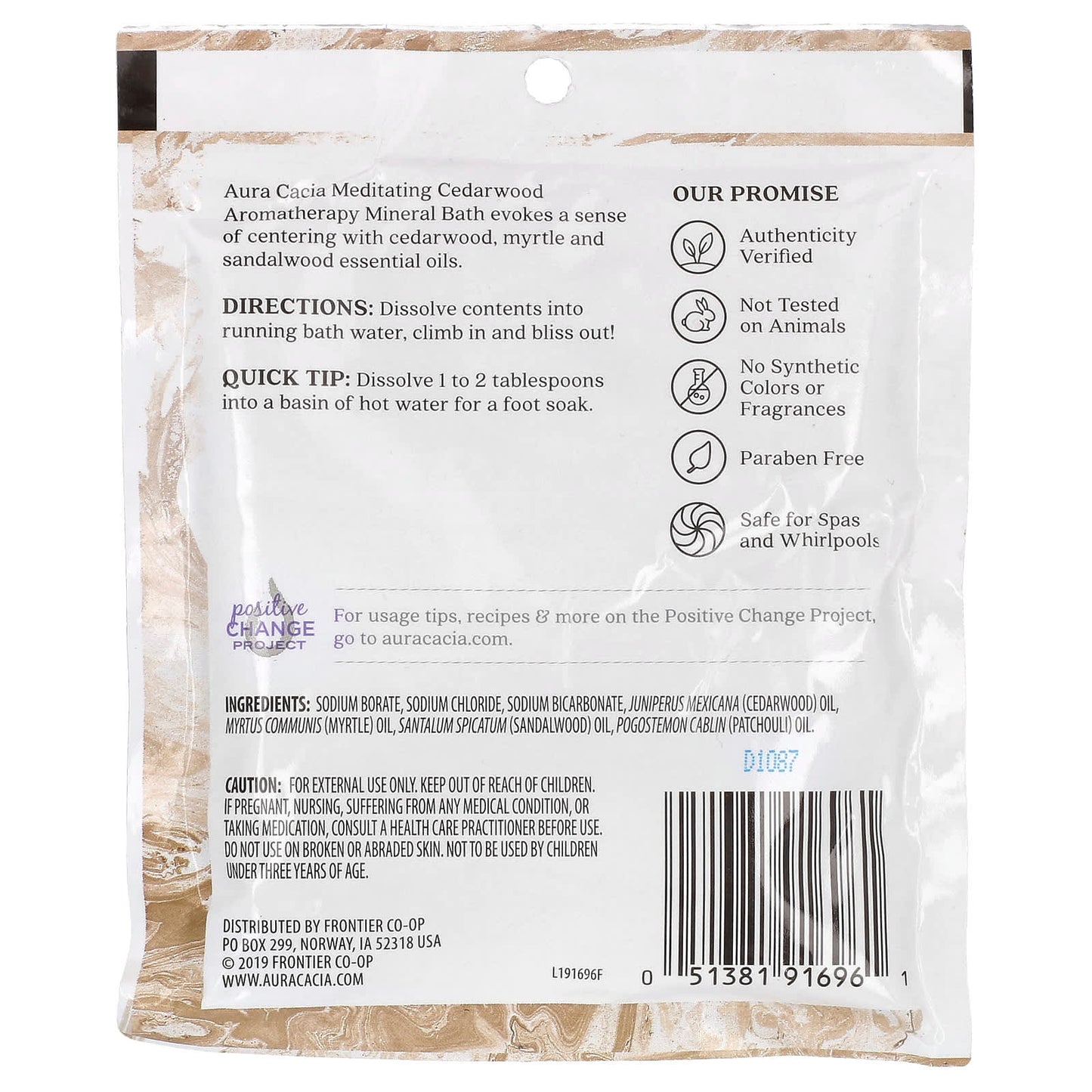 Aura Cacia, Aromatherapy Mineral Bath, Cedarwood, 2.5 oz (70.9 g)