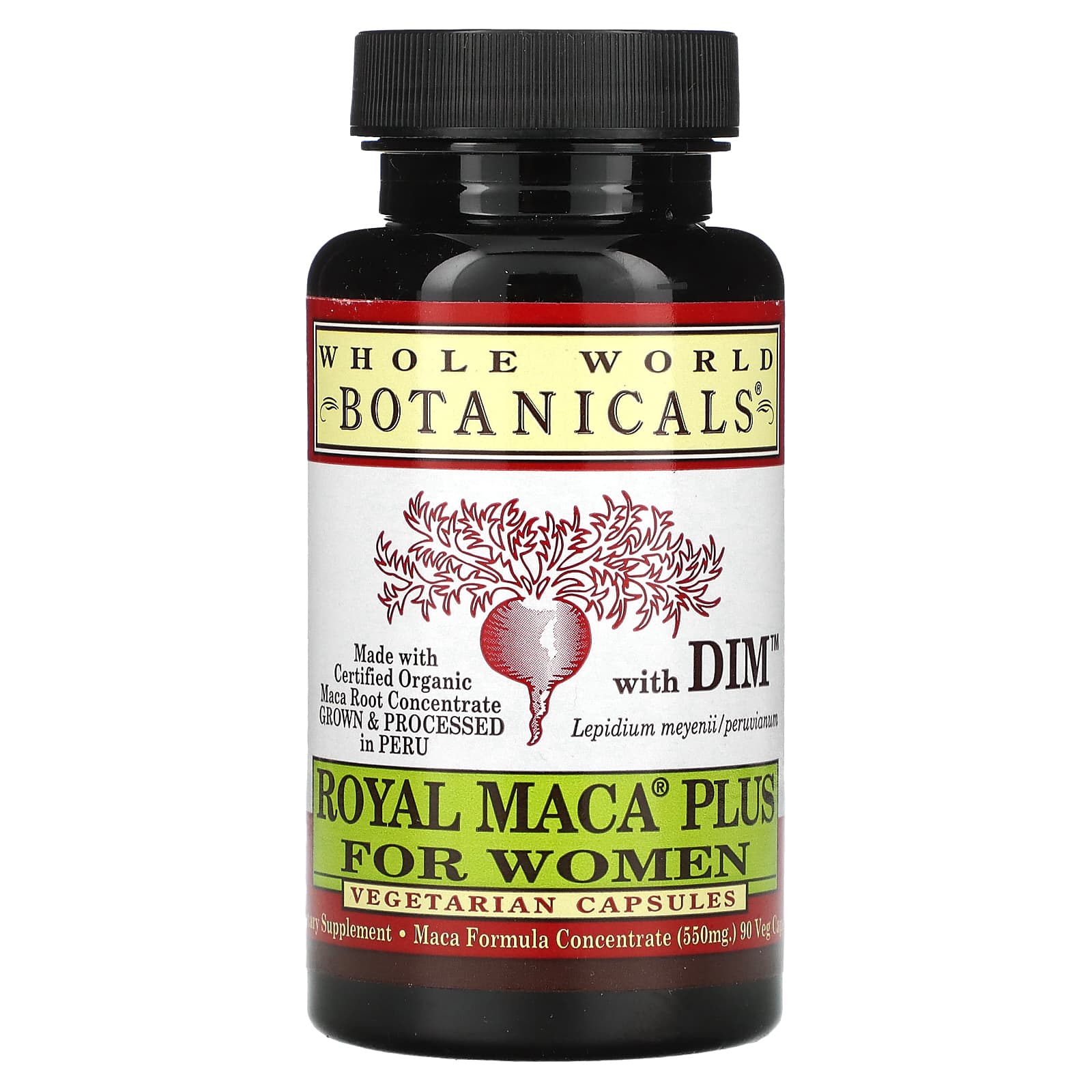 Whole World Botanicals-Royal Maca Plus with DIM for Women-900 mg-90 Vegetarian Capsules (550 mg per Capsule)