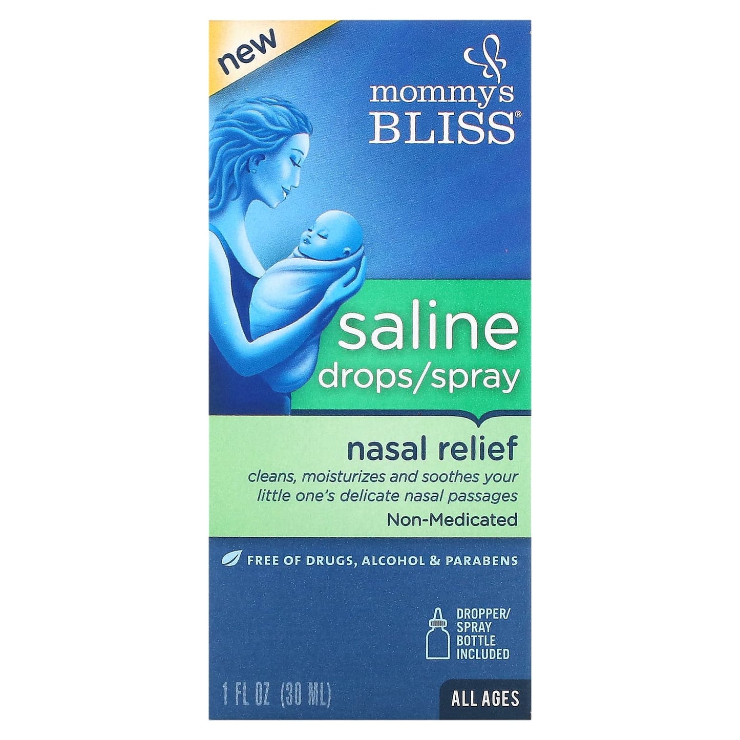 Mommy's Bliss-Saline Drops/Spray Nasal Relief-All Ages-1 fl oz (30 ml)