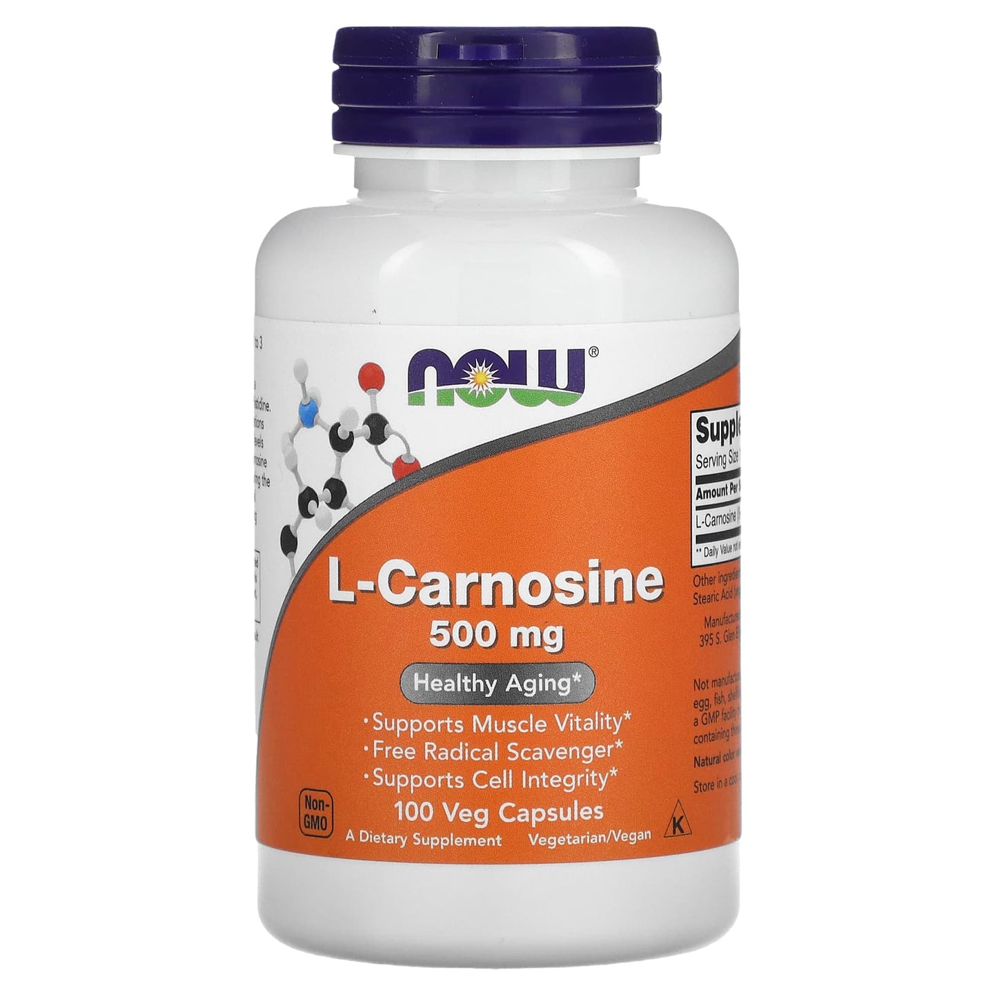 NOW Foods-L-Carnosine-500 mg-100 Veg Capsules