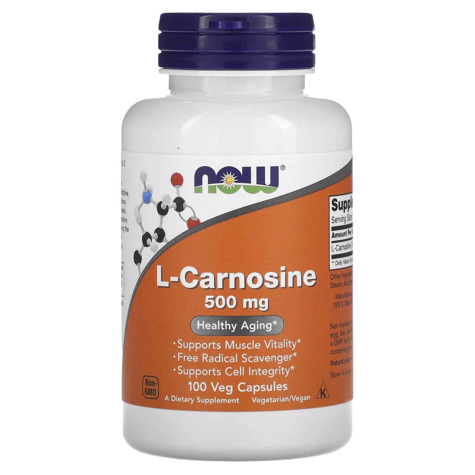 NOW Foods-L-Carnosine-500 mg-100 Veg Capsules