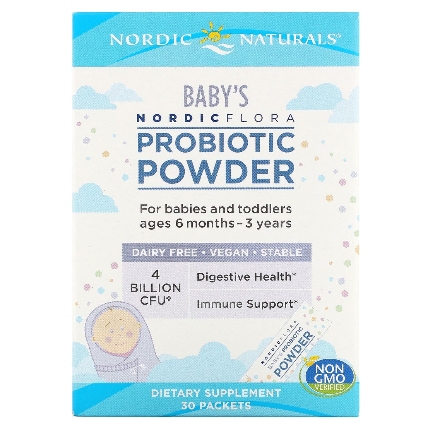 Nordic Naturals-Nordic Flora Baby's Probiotic Powder-Ages 6 Months - 3 Years-4 Billion CFU-30 Packets