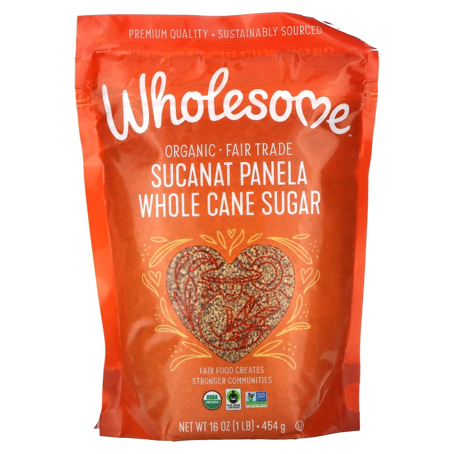 Wholesome Sweeteners-Organic Sucanat Panela-Whole Cane Sugar-16 oz (454 g)