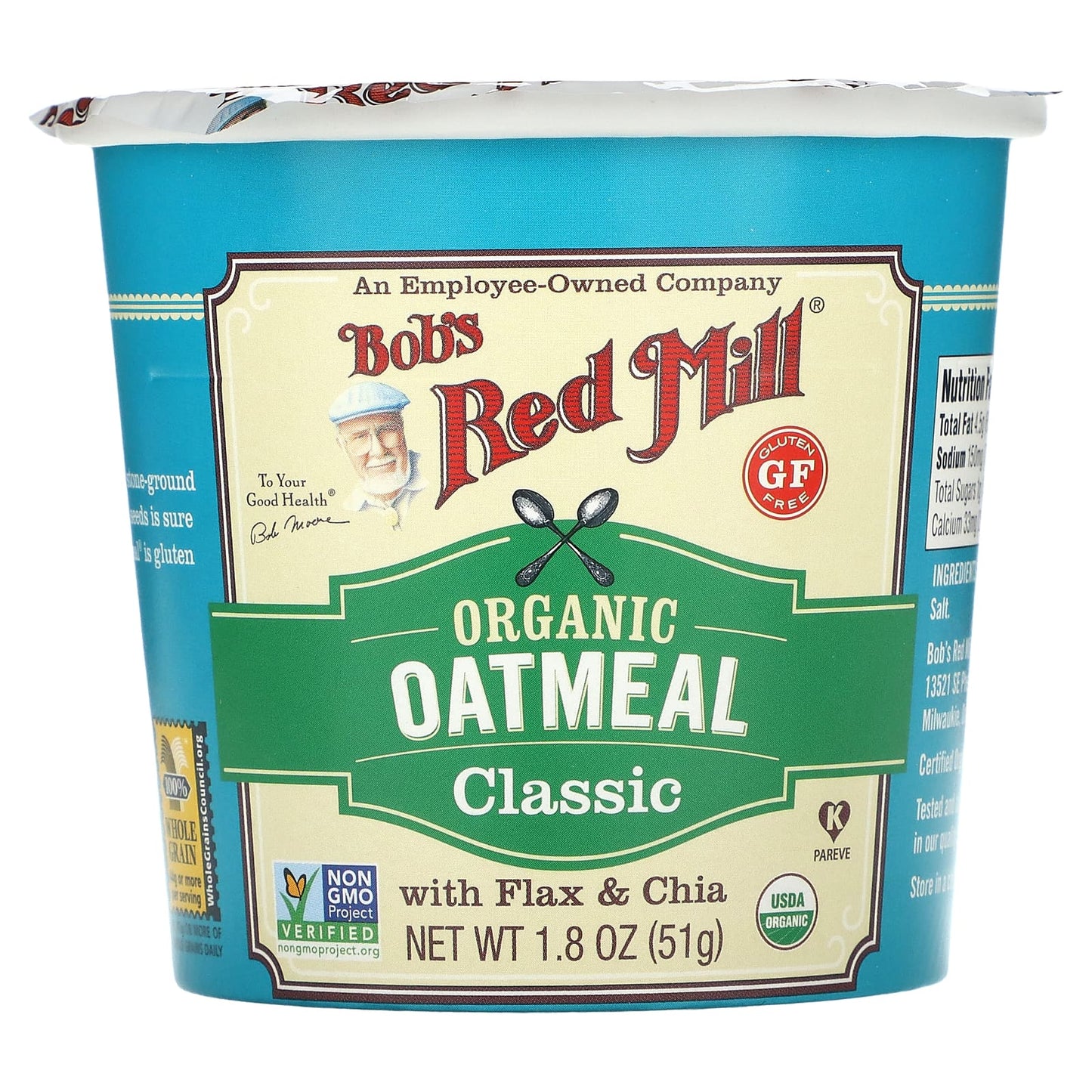 Bob's Red Mill-Organic Oatmeal Cup-Classic-1.8 oz (51 g)