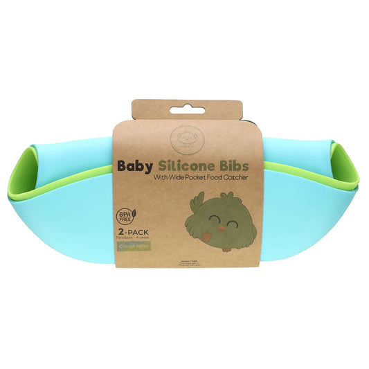 KeaBabies-Baby Silicone Bibs-Cloud Nine-Newborn - 4 Years-2 Pack