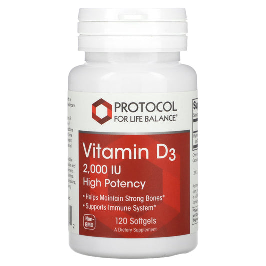 Protocol for Life Balance-Vitamin D3-High Potency-2,000 IU-120 Softgels