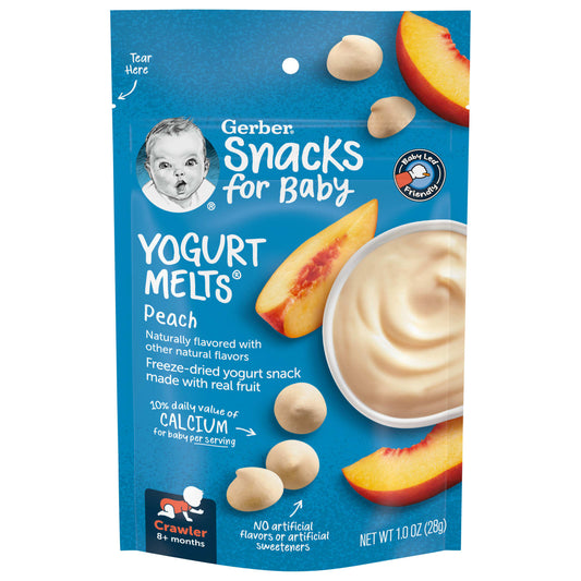 Gerber-Snacks for Baby-Yogurt Melts-8+ Months-Peach-1 oz (28 g)