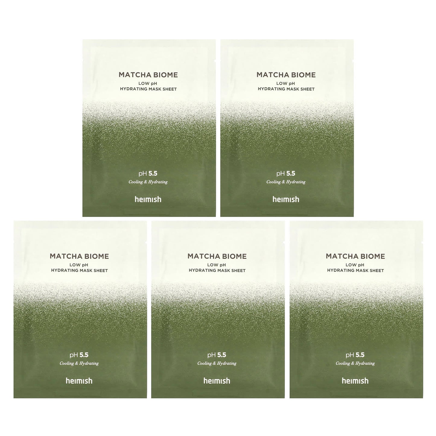 Heimish-Matcha Biome-Low pH Hydrating Beauty Mask Sheet-5 Sheets-30 ml Each