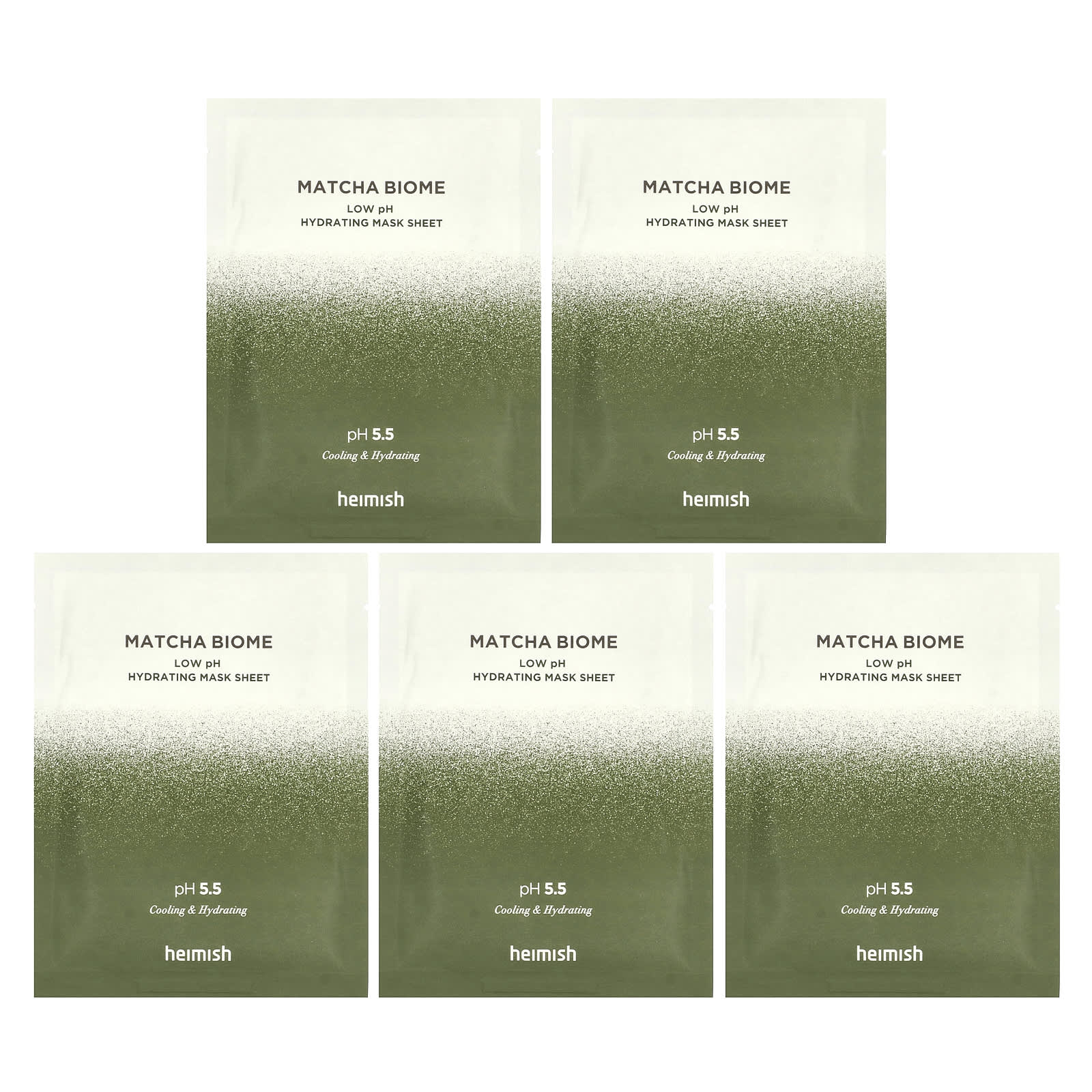 Heimish-Matcha Biome-Low pH Hydrating Beauty Mask Sheet-5 Sheets-30 ml Each