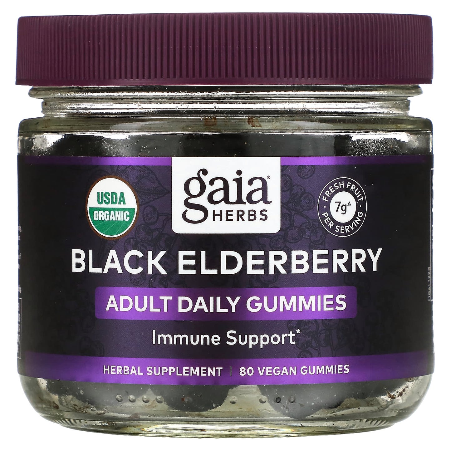 Gaia Herbs-Black Elderberry Immune Support Adult Daily Gummies-80 Vegan Gummies