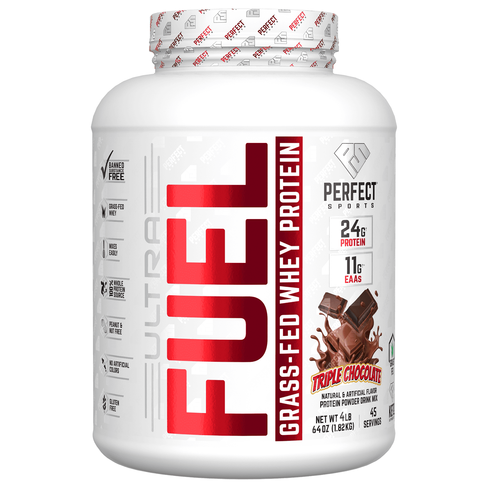 Perfect Sports-Ultra Fuel-Grass-Fed Whey Protein-Triple Chocolate-4 lb (1.82 kg)