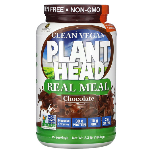 Genceutic Naturals-Clean Vegan Plant Head-Real Meal-Chocolate-2.3 lb (1,050 g)