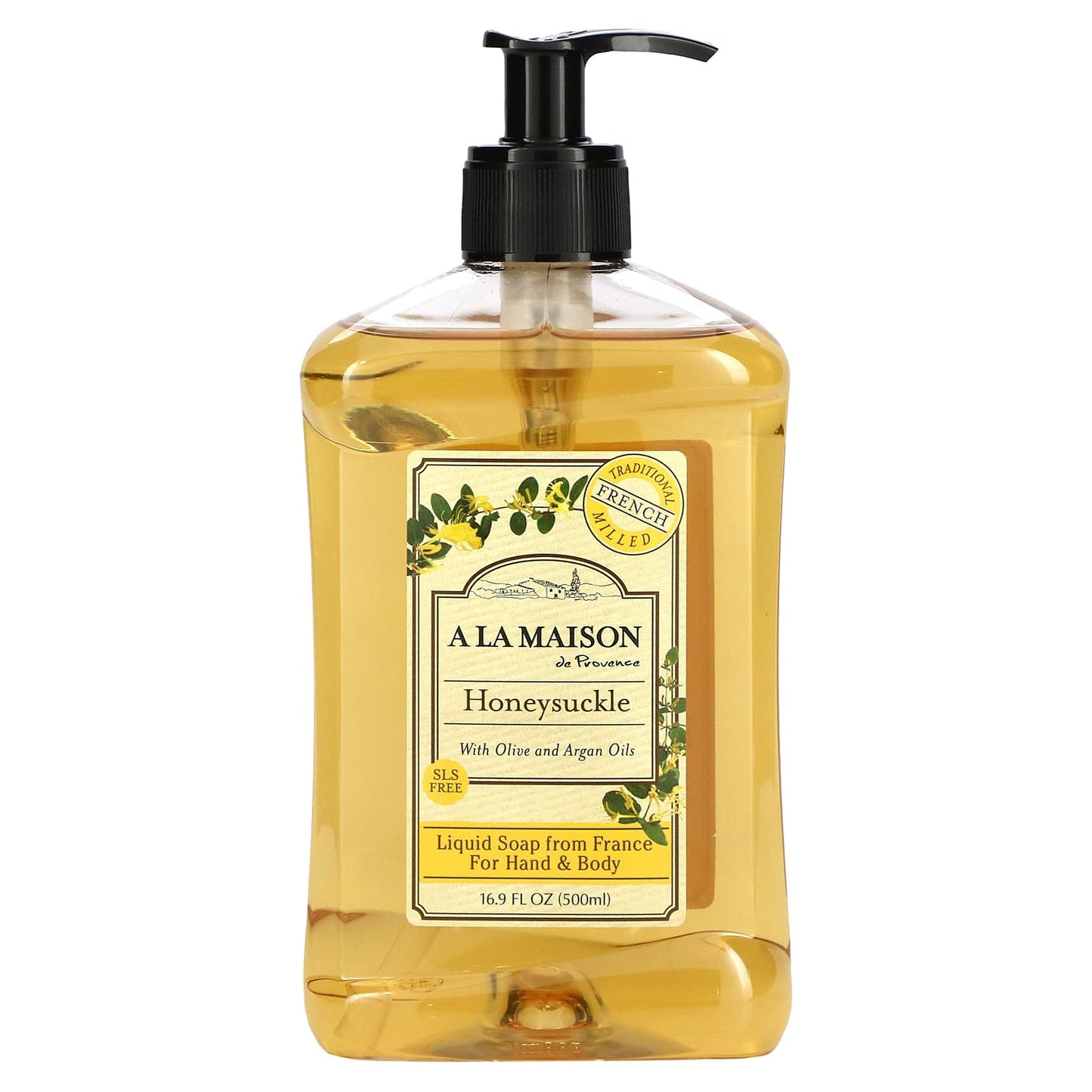 A La Maison de Provence-Liquid Soap For Hand & Body-Honeysuckle-16.9 fl oz (500 ml)