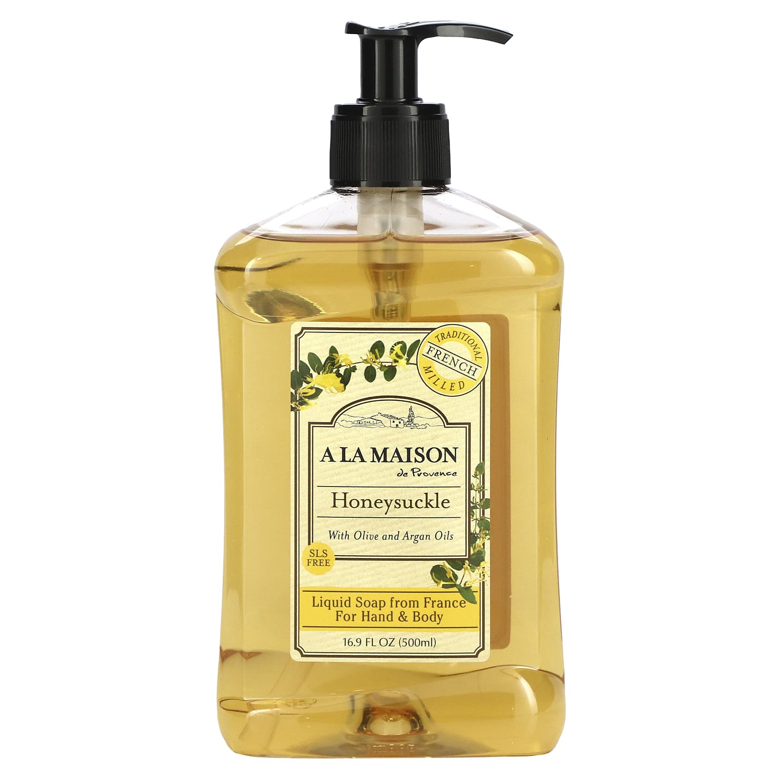 A La Maison de Provence-Liquid Soap For Hand & Body-Honeysuckle-16.9 fl oz (500 ml)