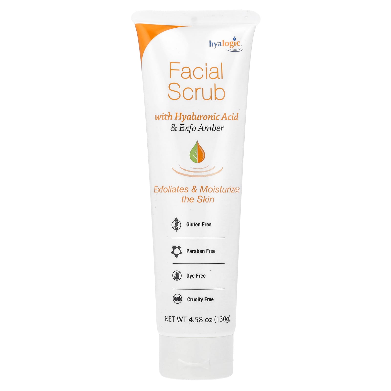 Hyalogic-Facial Scrub with Hyaluronic Acid & Exfo Amber-4.58 oz (130 g)