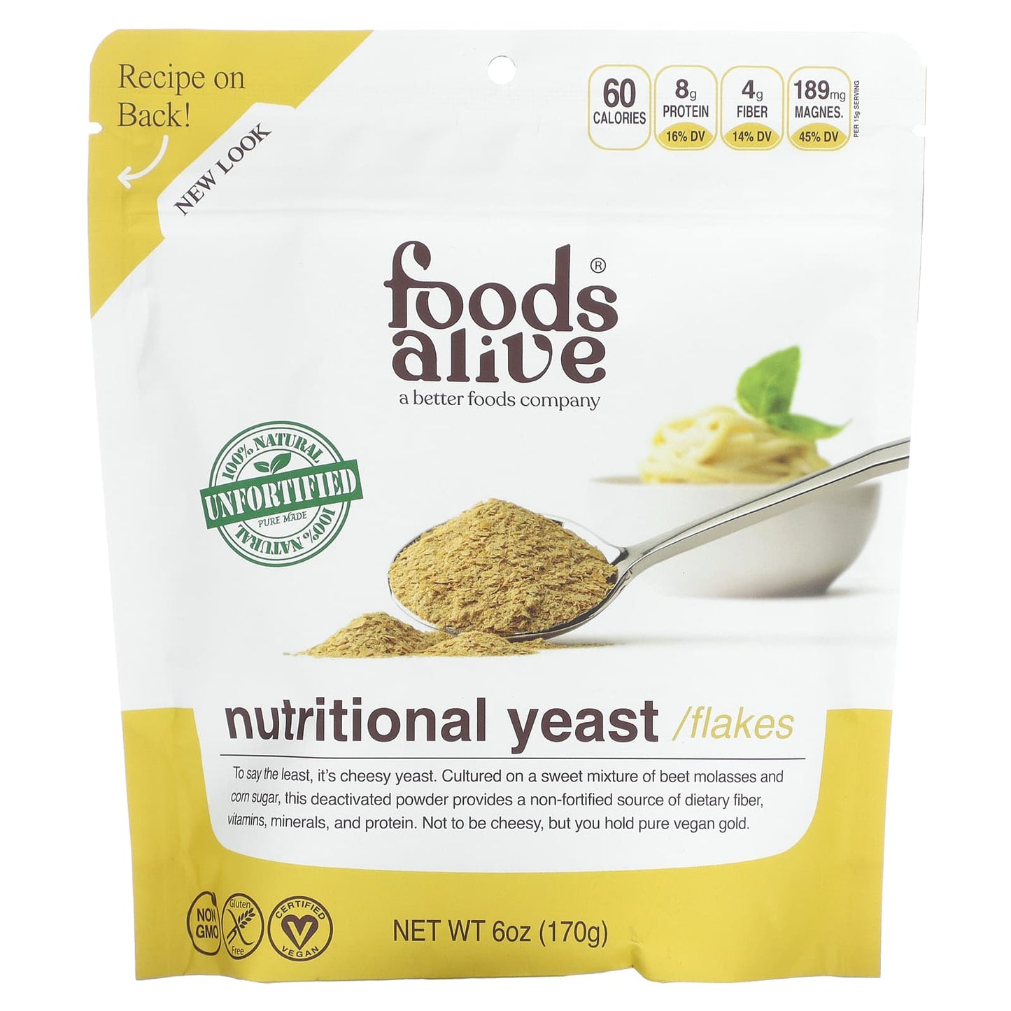 Foods Alive-Nutritional Yeast Flakes-Unfortified-6 oz (170 g)