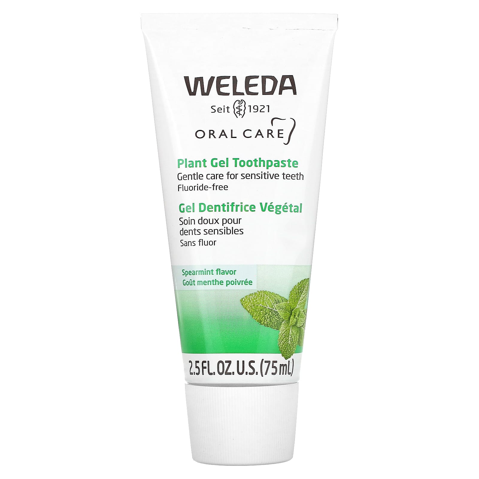 Weleda-Oral Care-Plant Gel Toothpaste-Fluoride Free-Spearmint-2.5 fl oz (75 ml)