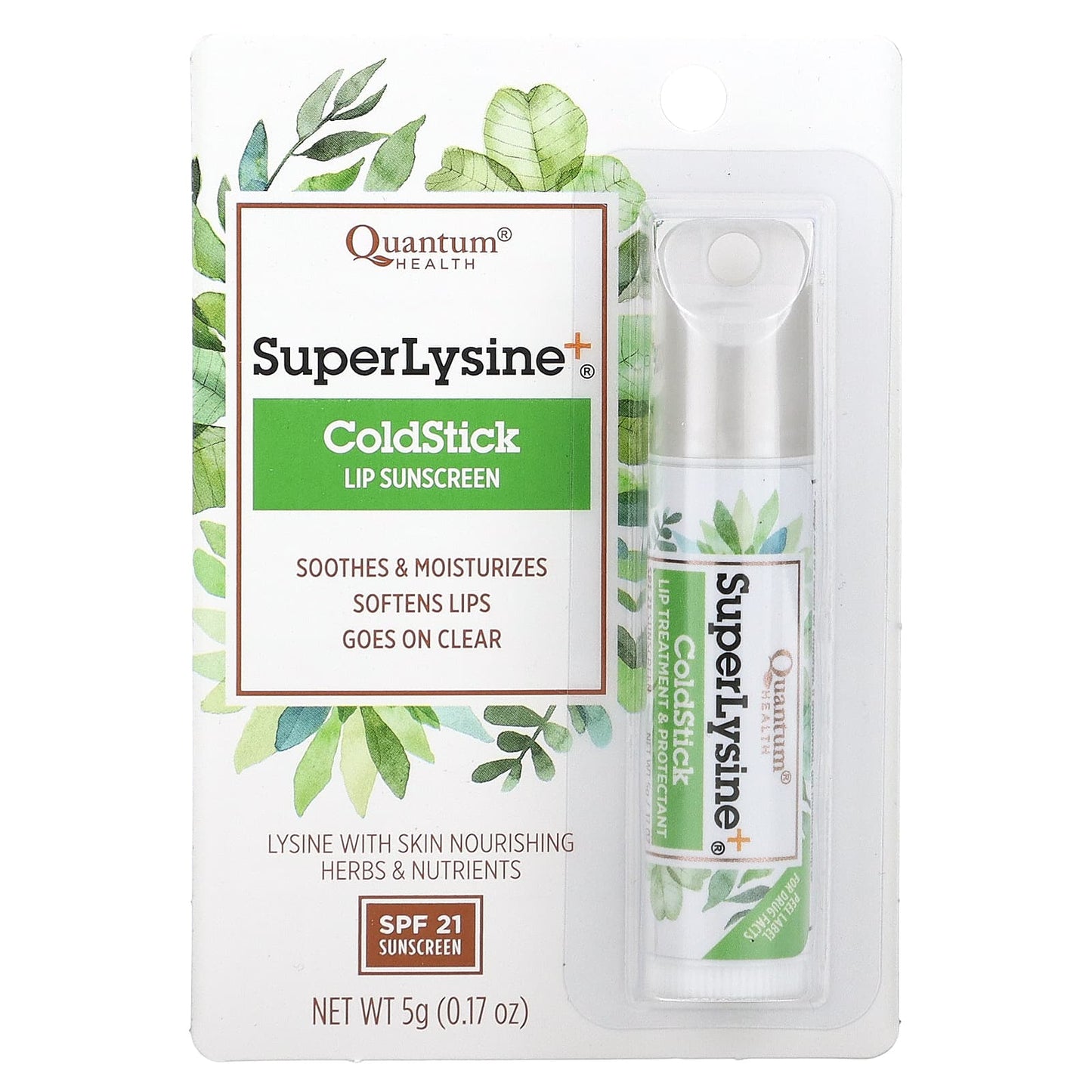 Quantum Health, Super Lysine+, ColdStick, Lip Sunscreen, SPF 21, 0.17 oz (5 g)