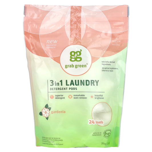 Grab Green-3-in-1 Laundry Detergent Pods-Gardenia-24 Loads-13.5 oz (384 g)