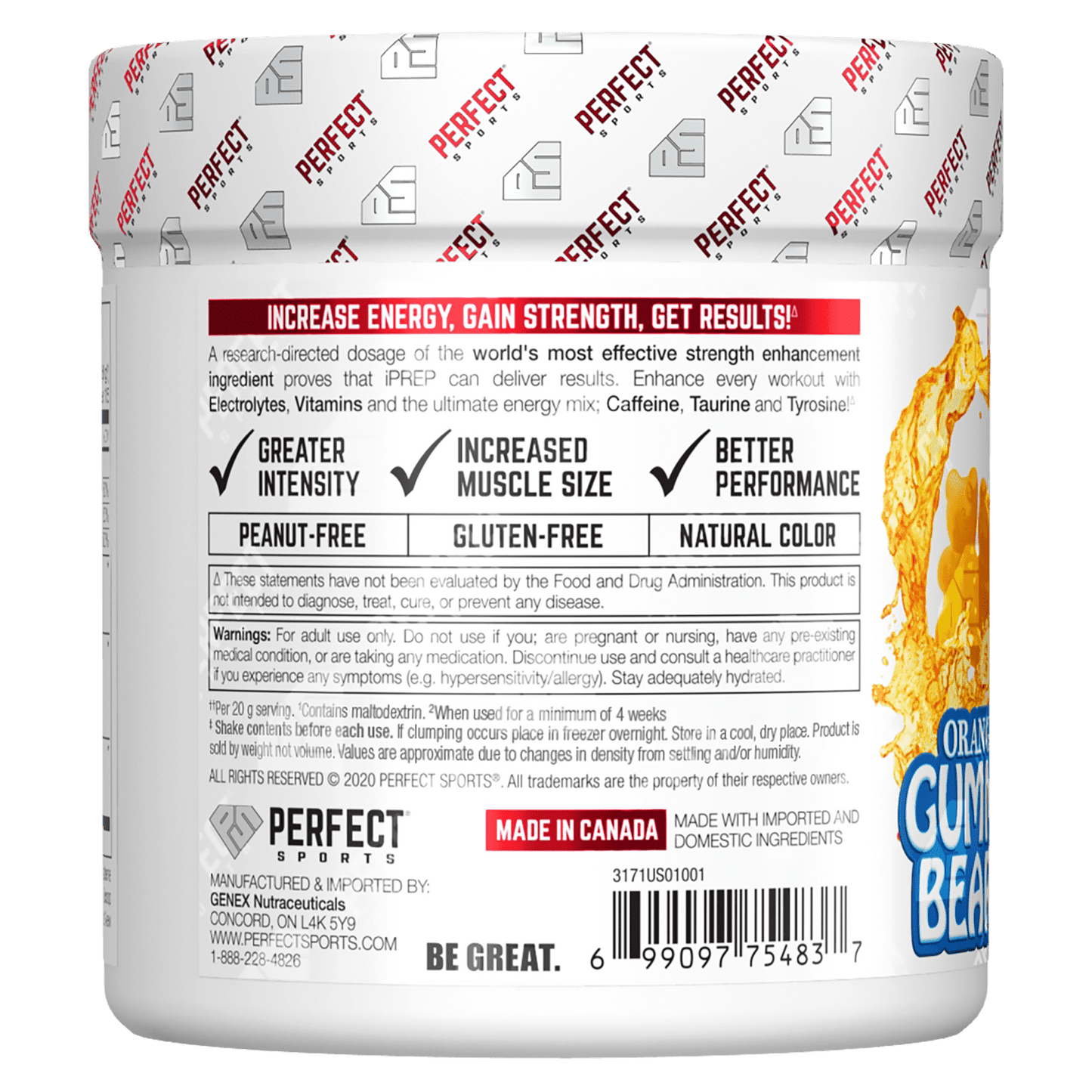 Perfect Sports, iPrep, Advanced Pre-Workout, Orange Gummy Bears, 10.6 oz (300 g)