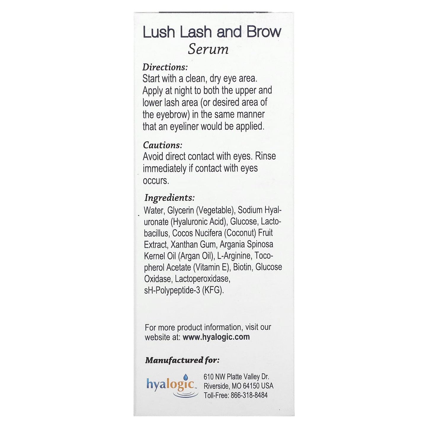 Hyalogic, Lush Lash and Brow Serum, .17 fl oz (5 ml)