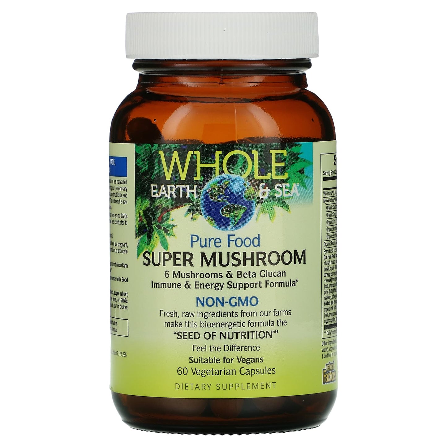 Natural Factors, Whole Earth & Sea, Super Mushroom, 60 Vegetarian Capsules