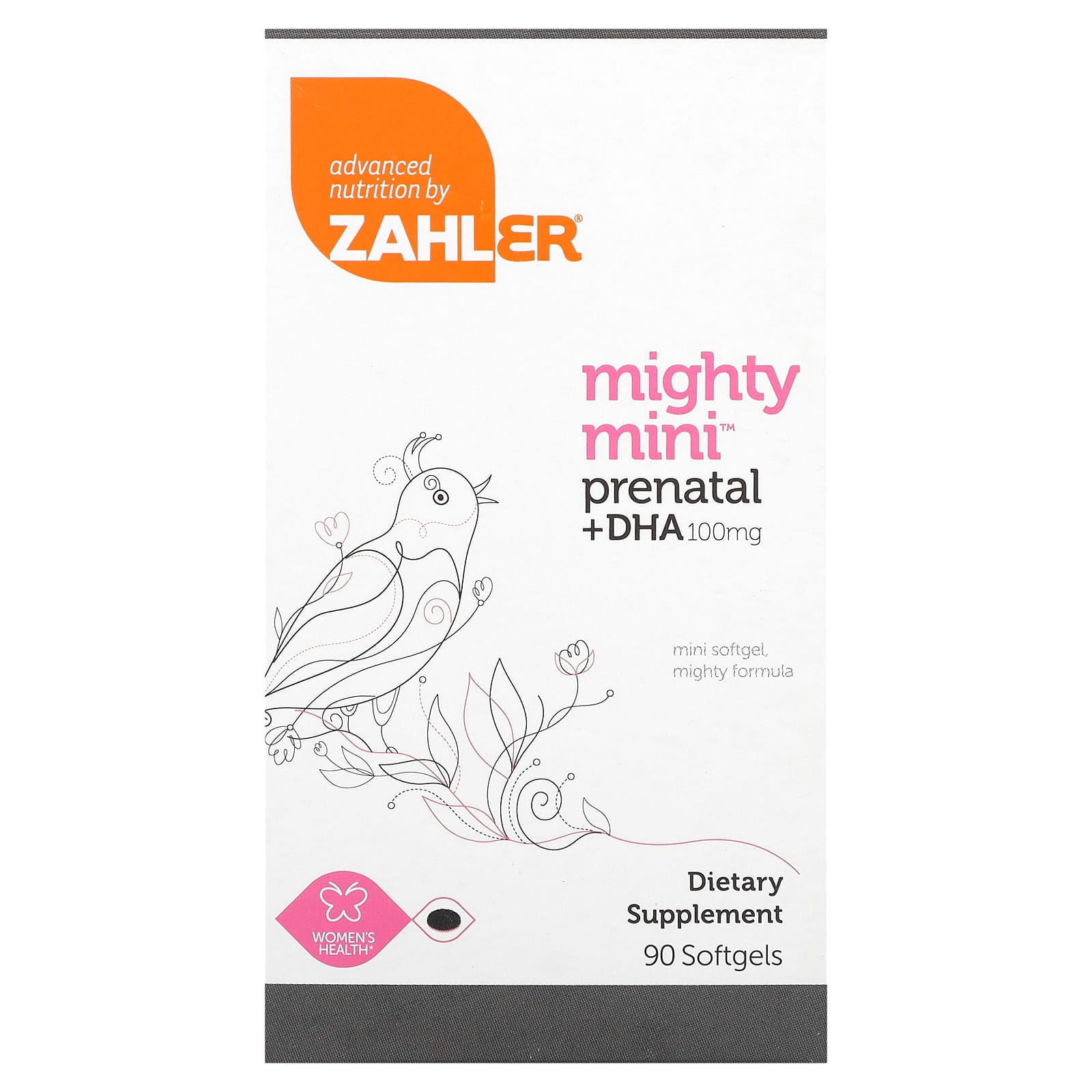 Zahler-Mighty Mini Prenatal + DHA-100 mg-90 Softgels