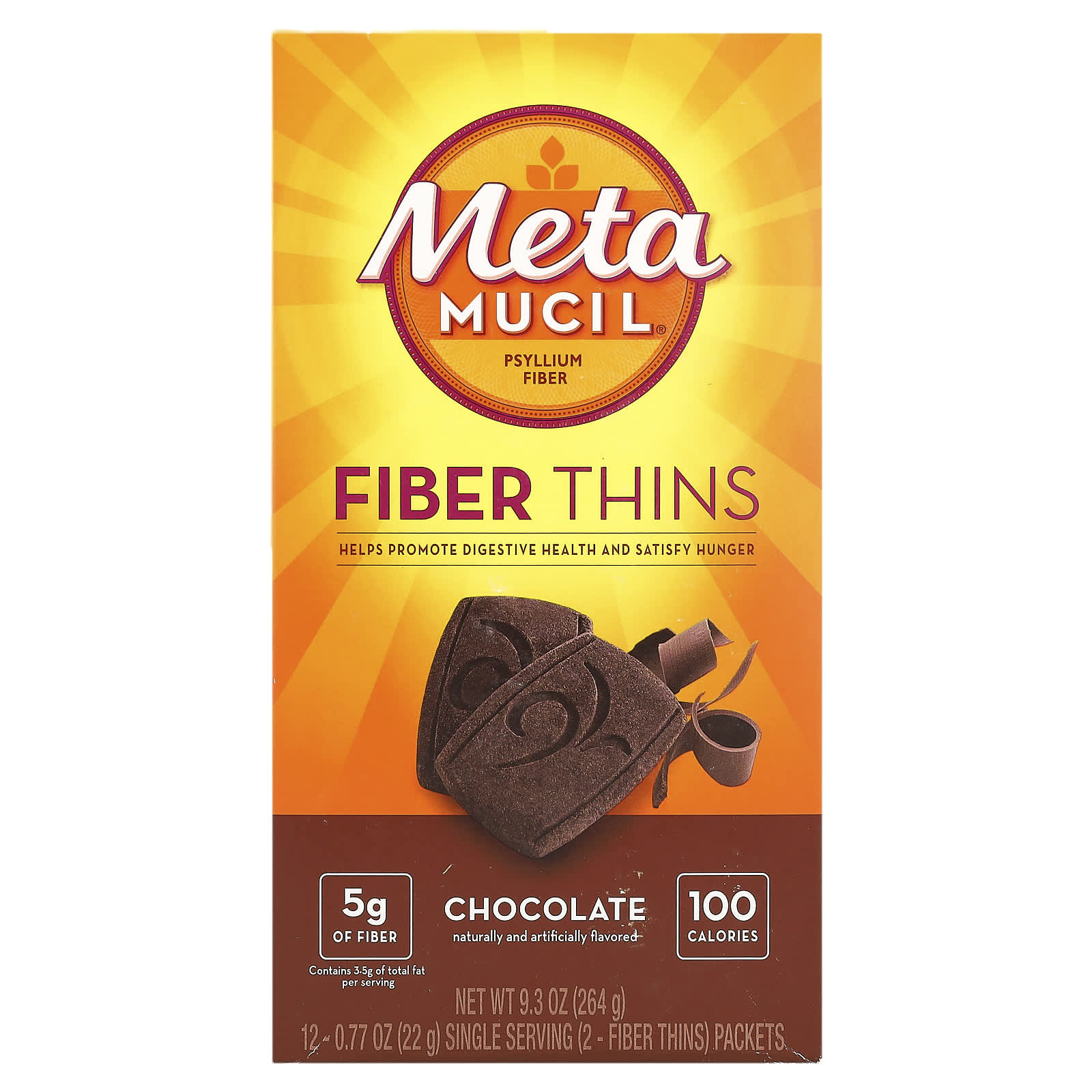 Metamucil-Fiber Thins-Chocolate-12 Packets-0.77 oz (22 g) Each