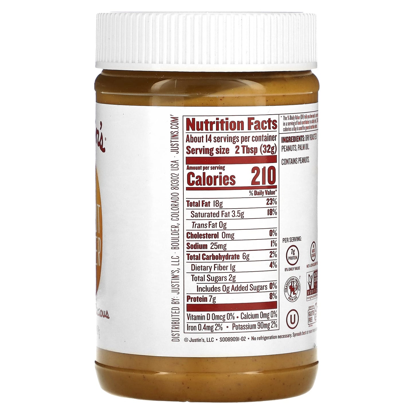 Justin's Nut Butter, Classic Peanut Butter Spread, 16 oz (454 g)