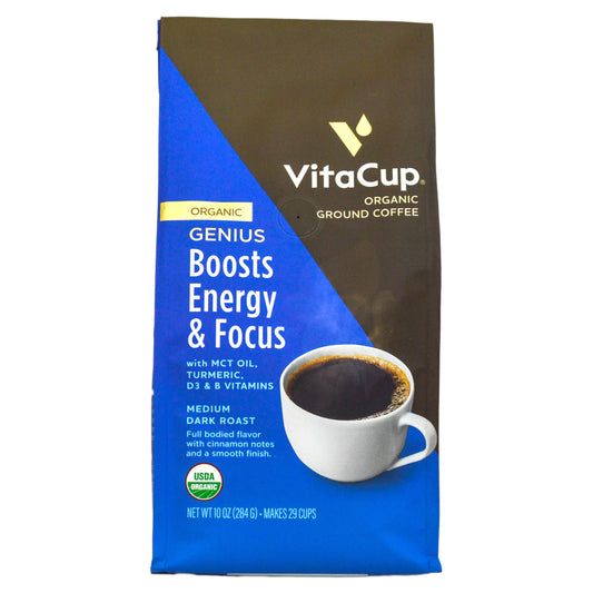 VitaCup-Organic-Genius Coffee-Ground-Medium Dark Roast-10 oz (284 g)