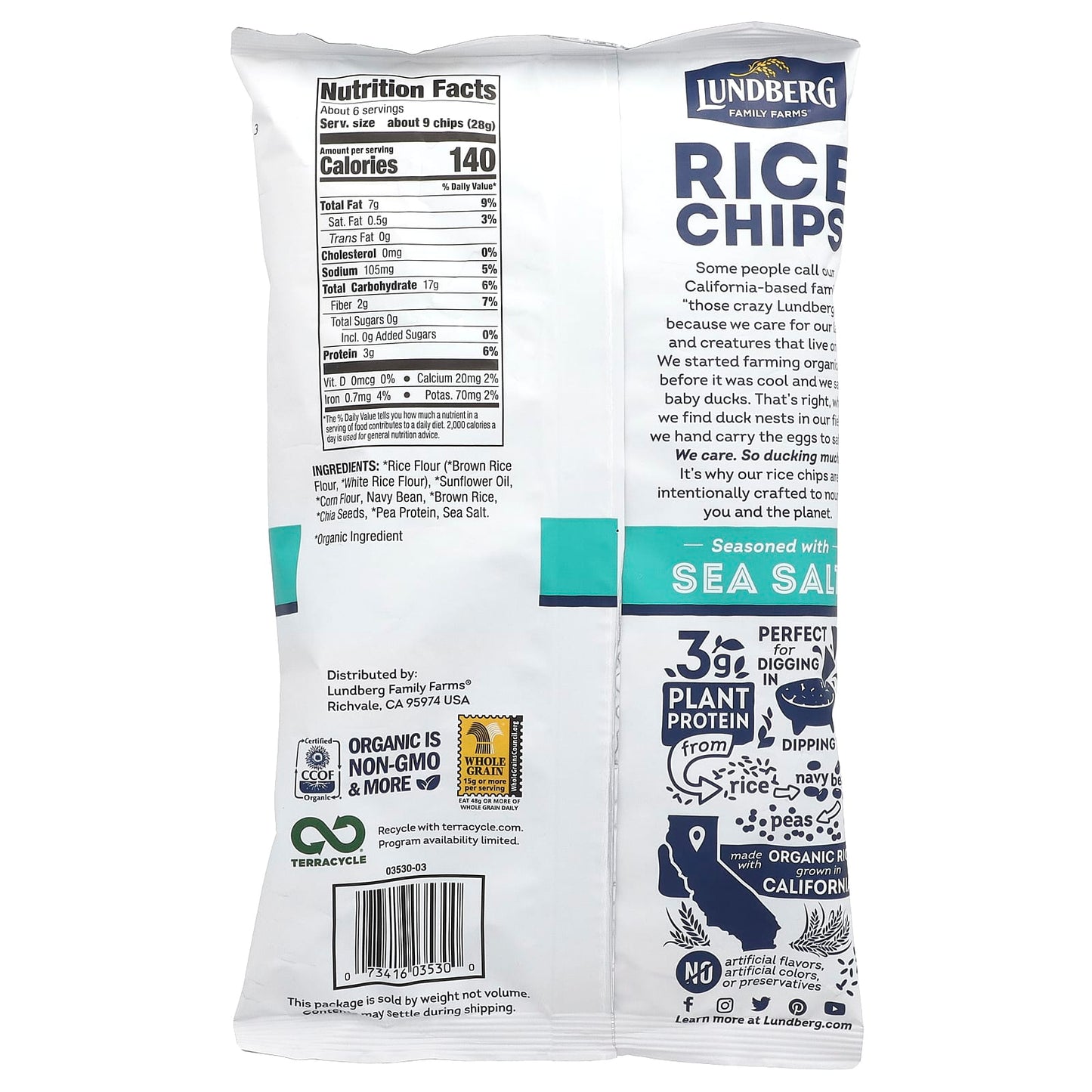 Lundberg, Rice Chips, Sea Salt, 5.5 oz (156 g)