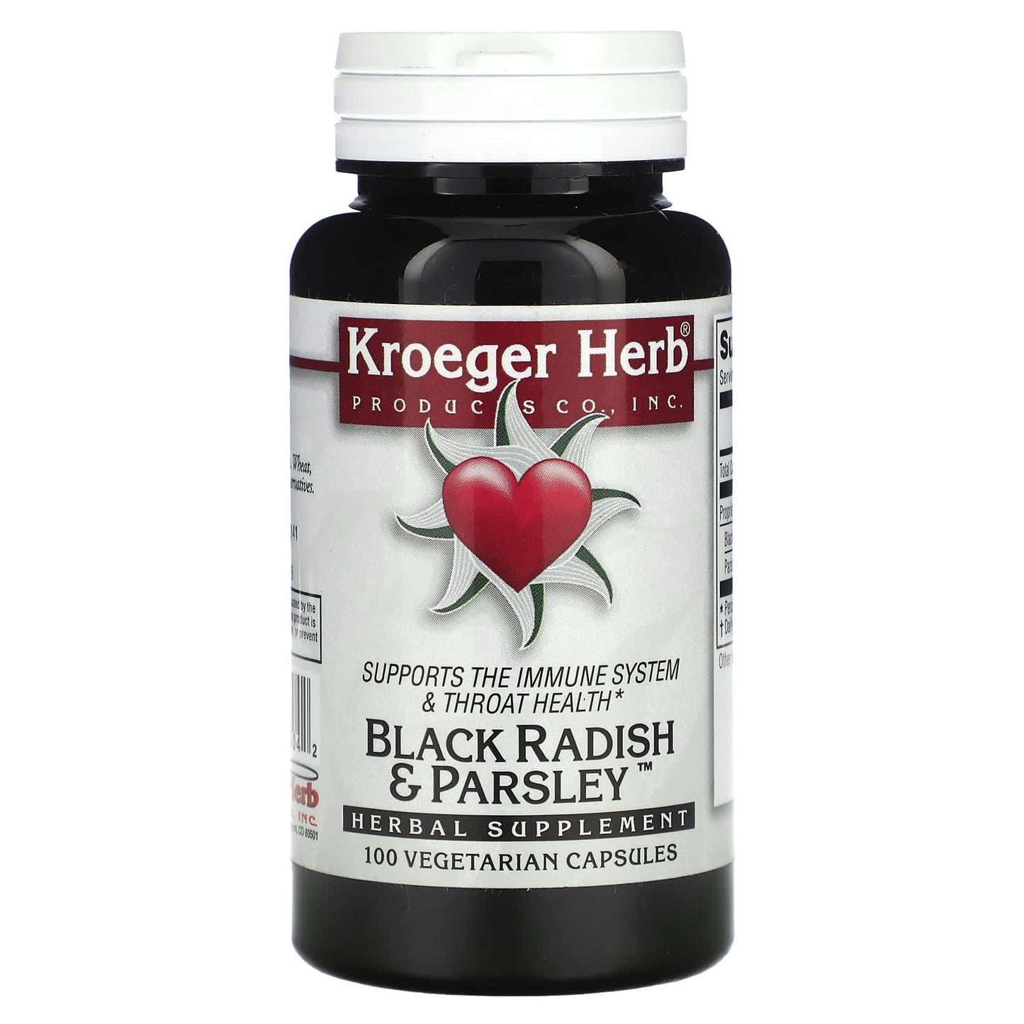 Kroeger Herb Co-Black Radish & Parsley-100 Vegetarian Capsules