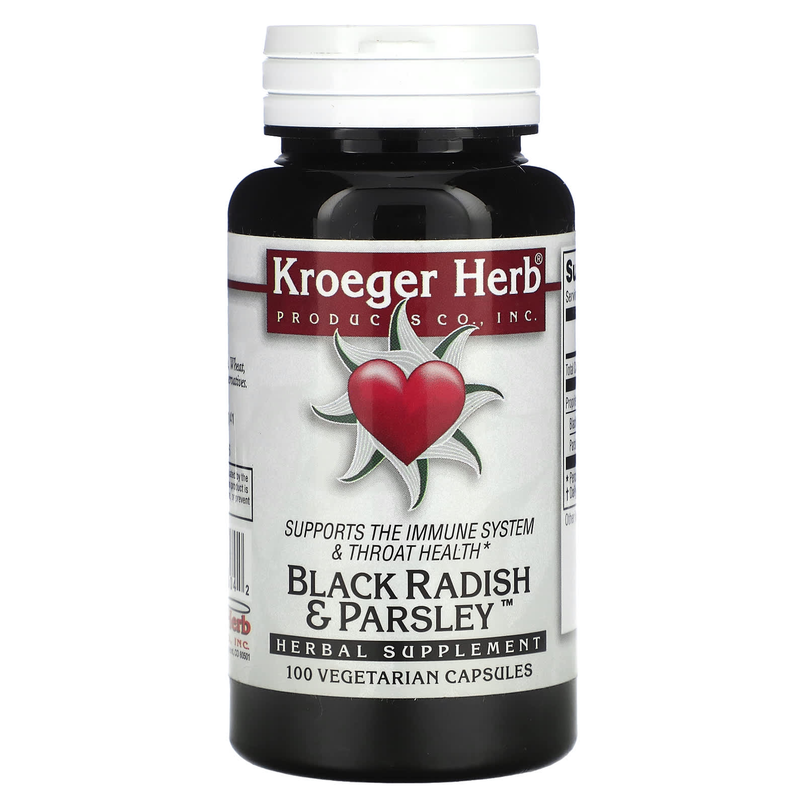 Kroeger Herb Co-Black Radish & Parsley-100 Vegetarian Capsules