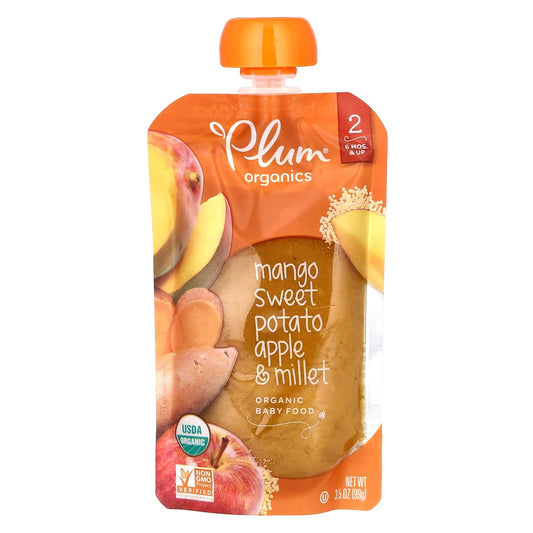 Plum Organics-Organic Baby Food-6 Mos & Up-Mango-Sweet Potato-Apple & Millet-3.5 oz (99 g)