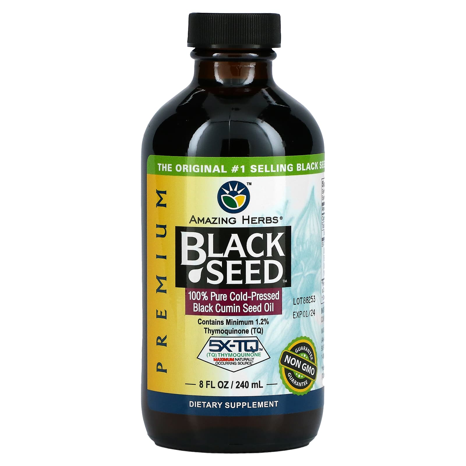 Amazing Herbs-Premium Black Seed-100% Pure Cold-Pressed Black Cumin Seed Oil-8 fl oz (240 ml)