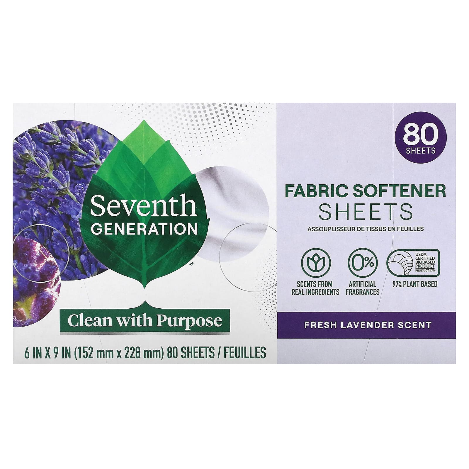 Seventh Generation-Fabric Softener Sheets-Fresh Lavender-80 Sheets