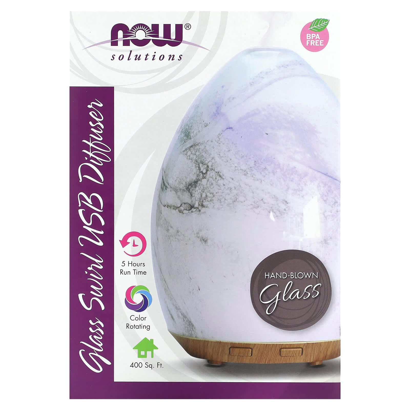 NOW Foods-Solutions-Glass Swirl USB Oil Diffuser-1 Diffuser