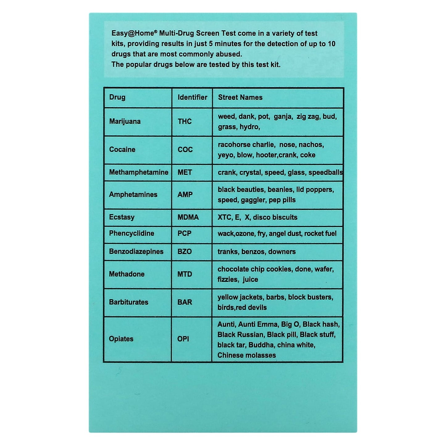 Easy@Home, Multi-Drug Screen Test, 5 Tests