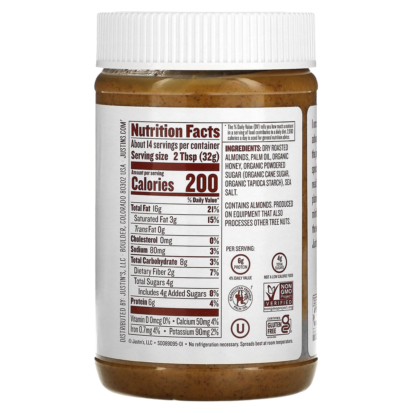 Justin's Nut Butter, Honey Almond Butter, 16 oz (454 g)