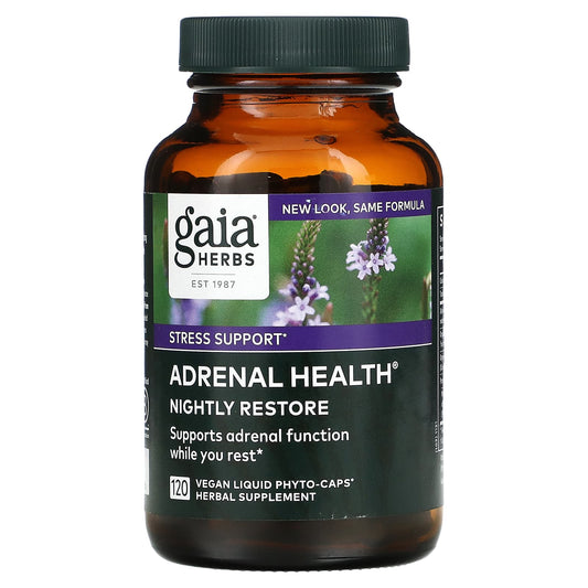 Gaia Herbs-Adrenal Health-Nightly Restore-120 Vegan Liquid Phyto-Caps